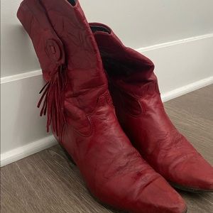 Laredo Vintage Red Leather Cowgirl Boots 9 M 10”